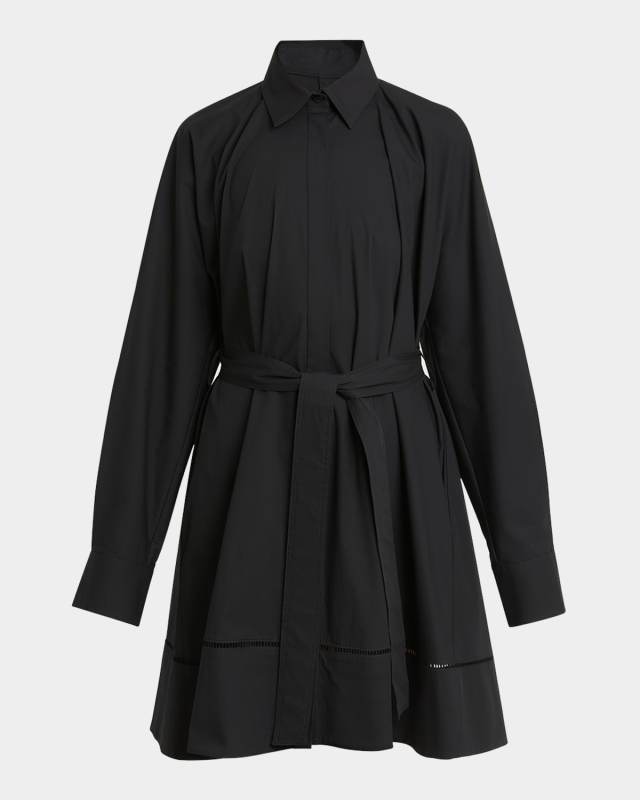 Sammy Belted Ladder Stitch Poplin Dress
